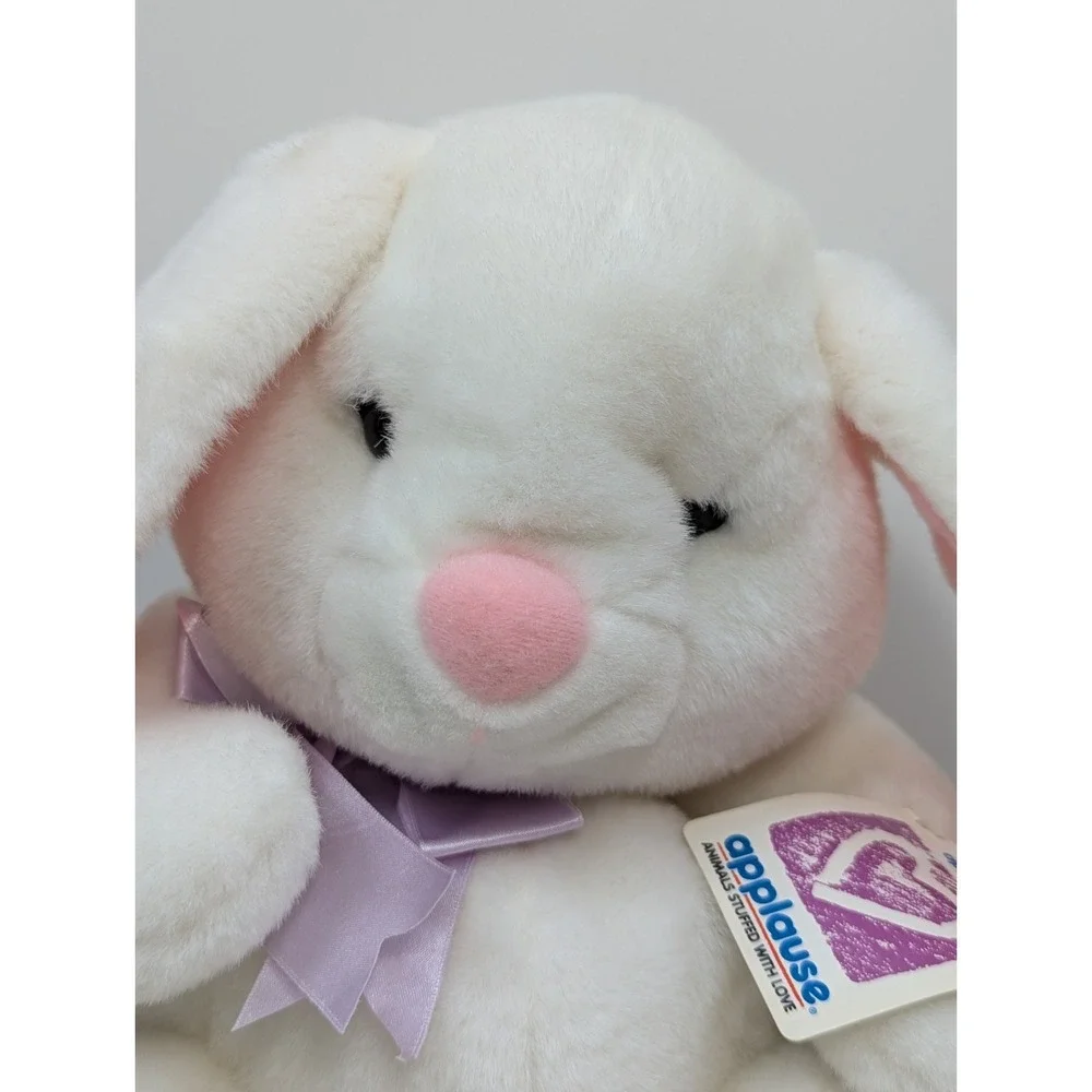 Applause White Pink Benny Bunny‎ Rabbit  Plush vintage w/ tags 15